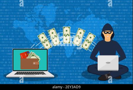 Cyber-Dieb, Internet-Betrüger. Stock Vektor