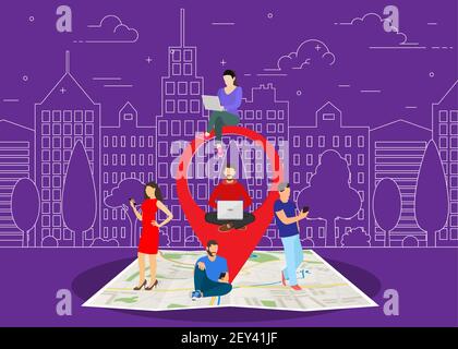 Mobile Marketing mit Map Tag Konzept Stock Vektor