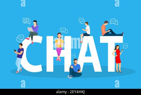 Chat-Konzept Menschen mit Handy Stock Vektor