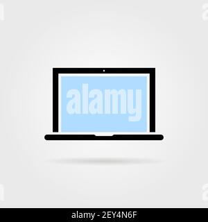 Einfaches schwarzes Laptop-Symbol mit Schatten Stock Vektor