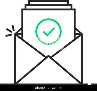 E-Mail-Logo mit dünner Linie zur Bestätigung Stock Vektor