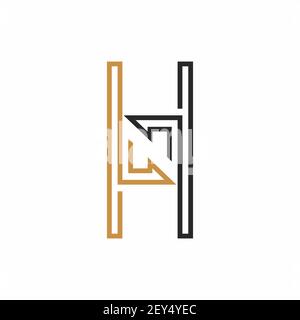 Design der Vorlage für das ursprüngliche nh-Logo-Vektor. Verknüpfter Buchstabe hn Logo Design. Stock Vektor