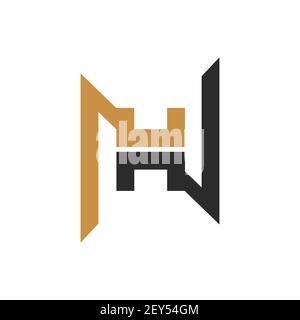 Design der Vorlage für das ursprüngliche nh-Logo-Vektor. Verknüpfter Buchstabe hn Logo Design. Stock Vektor