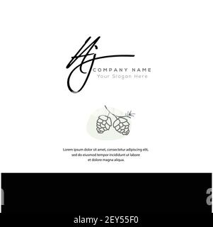 Ein J AJ Anfangsbuchstabenhandschrift und Signaturlogo. Beauty Vektor anfängliches Logo .Mode, Boutique, Blumen und botanische Stock Vektor