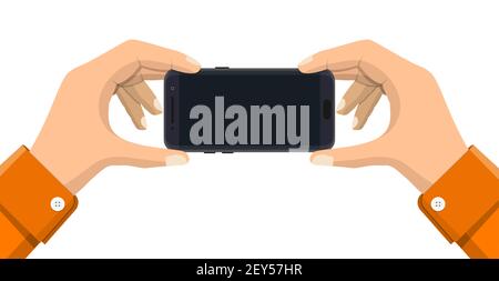 Zwei Hände halten Handy Stock Vektor