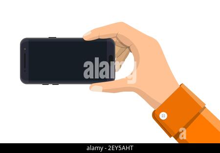 Eine Hand hält das mobile Smartphone Stock Vektor