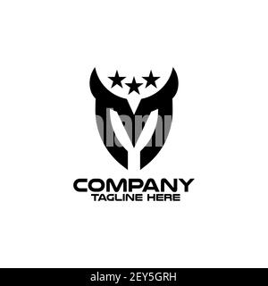 Moderner Buchstabe M Horn Logo. Vektorgrafik. Stock Vektor