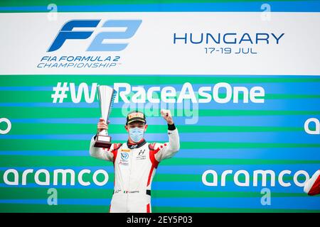 Podium 25 Ghiotto Luca (ita), Hitech Grand Prix, Dallara F2 2018, Portrait während des 3rd. Rennens der FIA Formel 2 Meisterschaft 17 vom 19. Bis 2020. Juli 2020 auf dem Hungaroring in Budapest, Ungarn - Foto Antonin Vincent / DPPI Stockfoto