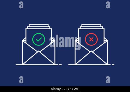 Zwei lineare E-Mails wie bestätigen und ablehnen Stock Vektor