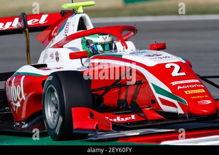 02 Vesti Frederik (dnk), Prema Racing, Dallara F3 2019, Aktion während der 6th Runde der 2020 FIA Formel 3 Meisterschaft vom 14. Bis 16. August 2020 auf dem Circuit de Barcelona-Catalunya, in Montmelo, in der Nähe von Barcelona, Spanien - Photo Xavi Bonilla / Dutch Photo Agency / DPPI Stockfoto