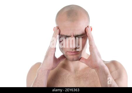 Kopfschmerzen . Attraktive Menschen und gesundheitliche Probleme. Stockfoto