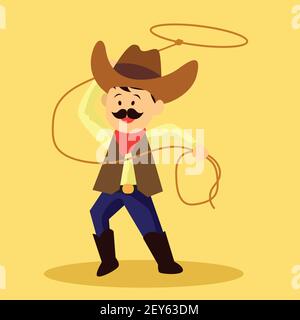 Cowboy wirft ein Lasso für Rodeo Western-Design. vektor-Illustration Stock Vektor