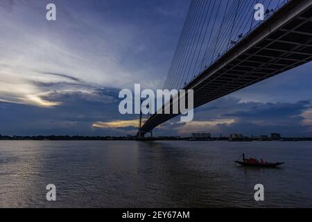 Sonnenuntergang Vidyasagar Setu Stockfoto