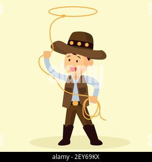 Cowboy wirft ein Lasso für Rodeo Western-Design. vektor-Illustration Stock Vektor