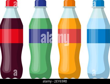 Symbolsatz für Getränkeflaschen aus Kunststoff. Stock Vektor