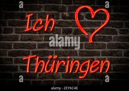 Leuchttreklame, Ich liebe Thüringen, Deutschland, Europa Ich liebe Thüringen, Deutschland, Europa Stockfoto
