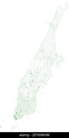 Manhattan Karte, New York City, Stadtbezirke, Regierungsverwaltung. Straßen und Viertel. Stadtplan. Usa Stock Vektor