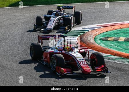 20 Schumacher Mick (ger), Prema Racing, Dallara F2 2018, Aktion während der 8th Runde der 2020 FIA Formel 2 Meisterschaft vom 4. Bis 6. September 2020 auf dem Autodromo Nazionale di Monza, in Monza, bei Mailand, Italien - Photo Diederik van der Laan / Dutch Photo Agency / DPPI Stockfoto