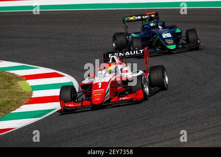 01 Piastri Oscar (aus), Prema Racing, Dallara F3 2019, Aktion während der 9th Runde der 2020 FIA Formel 3 Meisterschaft vom 11. Bis 13. September 2020 auf dem Autodromo Internazionale del Mugello, in Scarperia e San Piero, bei Florenz, Italien - Foto Florent Gooden / DPPI Stockfoto
