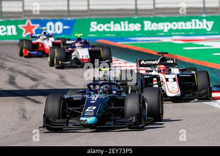 02 Ticktum Daniel (gbr), Staudämme, Dallara F2 2018, Aktion während der 10th Runde der 2020 FIA Formel 2 Meisterschaft vom 25. Bis 27. September 2020 auf dem Sotschi Autodrom, in Sotschi, Russland - Foto Antonin Vincent / DPPI Stockfoto