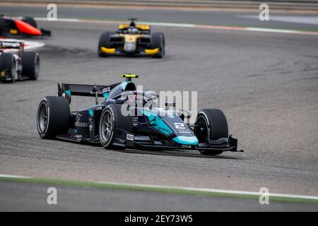 02 Ticktum Daniel (gbr), Staudämme, Dallara F2 2018, Aktion während der 11th Runde der 2020 FIA Formel 2 Meisterschaft vom 27. Bis 29. November 2020 auf dem Bahrain International Circuit, in Sakhir, Bahrain - Foto Florent Gooden / DPPI Stockfoto