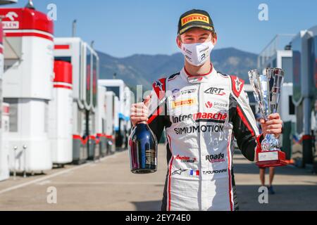 Pourchaire Theo (Fra), ART Grand Prix, Dallara F3 2019, Portrait, während der 9th Runde der 2020 FIA Formel 3 Meisterschaft vom 11. Bis 13. September 2020 auf dem Autodromo Internazionale del Mugello, in Scarperia e San Piero, bei Florenz, Italien - Foto Antonin Vincent / DPPI Stockfoto