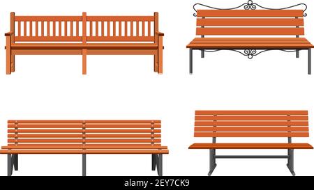 Set von verschiedenen Garten- und Stadtbänken Stock Vektor