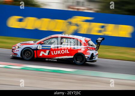 01 MICHELISZ Norbert (hun), BRC Hyundai N LUKOIL Squadra Corse, Hyundai i30 N TCR, Aktion während des FIA WTCR Race 4th von Ungarn, 2020 Runde des FIA World Touring Car Cup 2020, auf dem Hungaroring, vom 16. Bis 18. Oktober 2020 in Mogyoród, bei Budapest, Ungarn - Foto Xavi Bonilla / DPPI Stockfoto