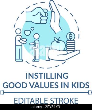Vermitteln gute Werte in Kinder türkis Konzept Symbol Stock Vektor
