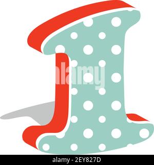 Niedlich gepunktet 3D Ziffer eine isoliert auf weißem Hintergrund. Vektorgrafik. Element für Design. Kinder Alphabet. Stock Vektor