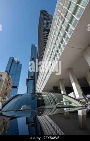 Moderne Architektur Beispiele in Mecidiyekoy Nachbarschaft in Sisli Bezirk von Istanbul, Türkei Stockfoto