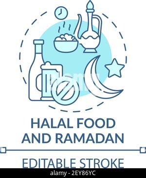 Halal Food und ramadan türkisfarbenes Konzept Ikone Stock Vektor