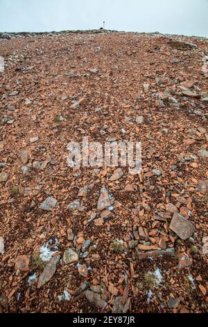 Gemusterter Boden an den Hängen des Tinto Hill in Lanarkshire, Schottland. Stockfoto