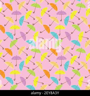 Regenschirm Vektor nahtlose Muster für Tapete, Textil, Oberfläche, Mode, Hintergrund, Fliese, Schreibwaren, Wohnkultur, Möbel etc. Stock Vektor