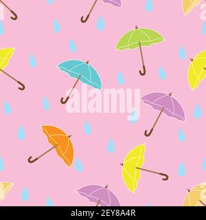Regenschirm Vektor nahtlose Muster für Tapete, Textil, Oberfläche, Mode, Hintergrund, Fliese, Schreibwaren, Wohnkultur, Möbel etc. Stock Vektor