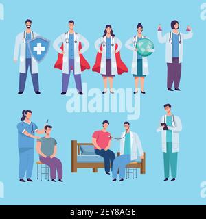 Ärzteteam und Patienten Stock Vektor