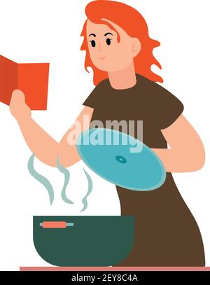 Frau kocht Charakter Stock Vektor
