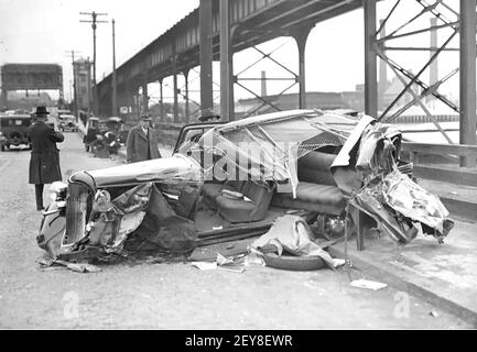 AUTOUNFALL IN BOSTON, USA, 1935. Foto: Leslie Jones, mit freundlicher Genehmigung der Boston Public Library. Stockfoto