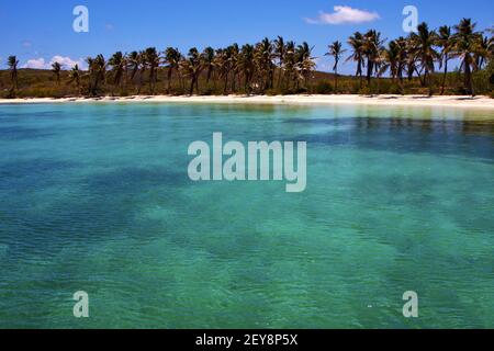 Und Rock in der blauen Lagune entspannen Sie sich auf isla contoy mexiko Stockfoto