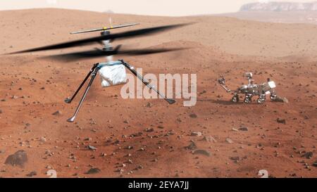 Ingenuity Rotorcraft auf dem Mars Stockfoto