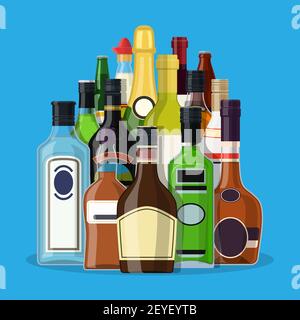 Sammlung von alkoholischen Getränken. Stock Vektor