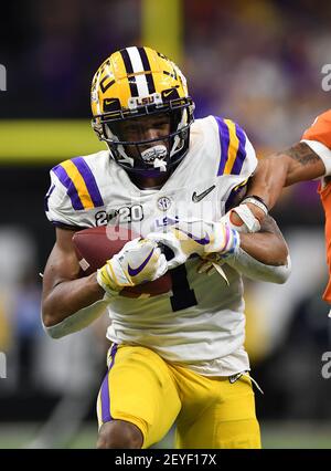 (FILE PHOTOS).ehemaliger LSU Tigers Wide Receiver (1) Ja'Marr Chase soll in der 1st Runde des 2021 NFL Draft gehen, hier ist er am 13. Januar 2020 im Vergleich zu den Clemson Tigers zu sehen, der NFL Draft wird am 29. April 2021 in Cleveland, Ohio, stattfinden. (Obligatorische Gutschrift: Jose/MarinMedia.org/Cal Sport Media) (absoluter vollständiger Fotograf und Credits erforderlich) Stockfoto