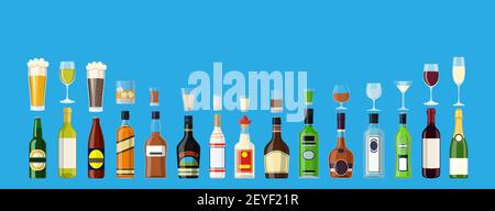 Sammlung von alkoholischen Getränken. Stock Vektor