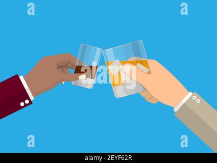 Hände halten Gläser Stock Vektor