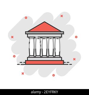 Bank Gebäude Symbol im Comic-stil. Regierung Architektur vektor Cartoon