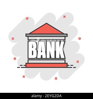 Bank Gebäude Symbol im Comic-stil. Regierung Architektur vektor Cartoon