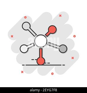 Vektor cartoon soziales Netzwerk, Moleküle, DNA-Symbol im Comic-stil. Molekül zeichen Abbildung Piktogramm. Dna-business splash Wirkung Konzept. Stock Vektor