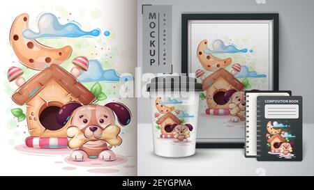 Nettes Haus Hund Poster und Merchandising. Stock Vektor