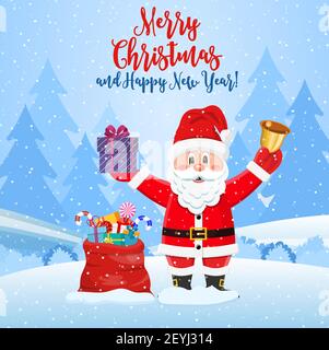 Weihnachten Hintergrund. Weihnachtsmann mit Sack Geschenke Stock Vektor