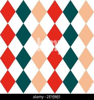 Nahtloses Weihnachtsmuster Argyle - aus roten, grünen und beigen Diamanten. Hergestellt im traditionellen skandinavischen Stil der Handzeichnung. Verwendet als Stock Vektor